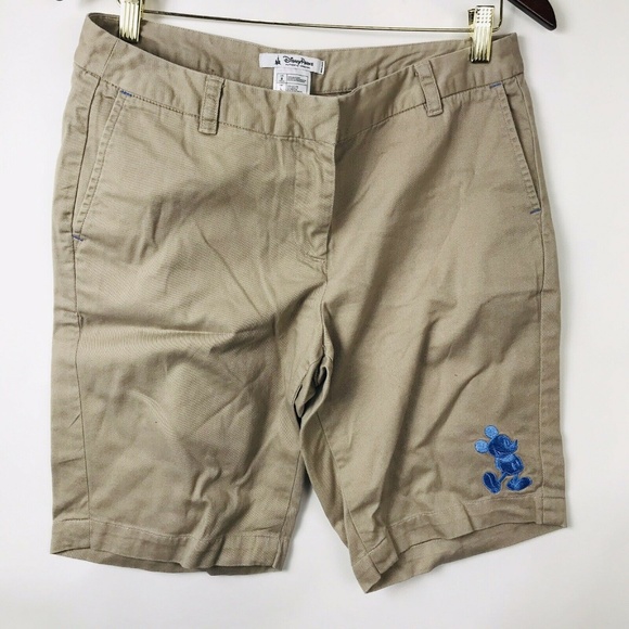 Disney Parks Khaki Shorts womens sz 8  Mickey Logo - Picture 1 of 5
